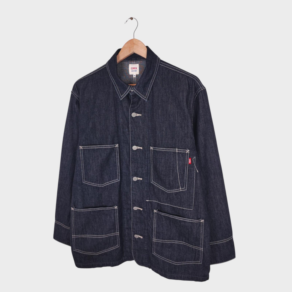 EDWIN Japan Men's Dark Blue Denim Chore Jacket
