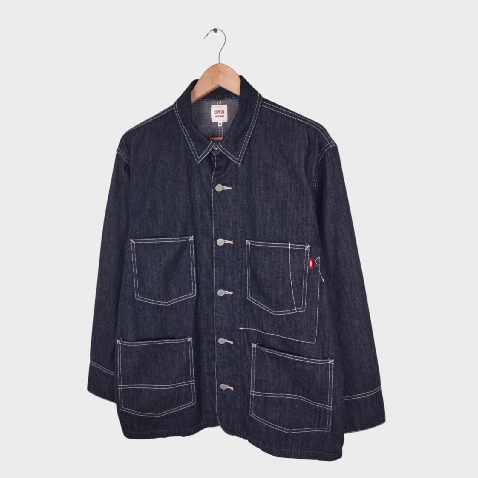 EDWIN Japan Men's Dark Blue Denim Chore Jacket