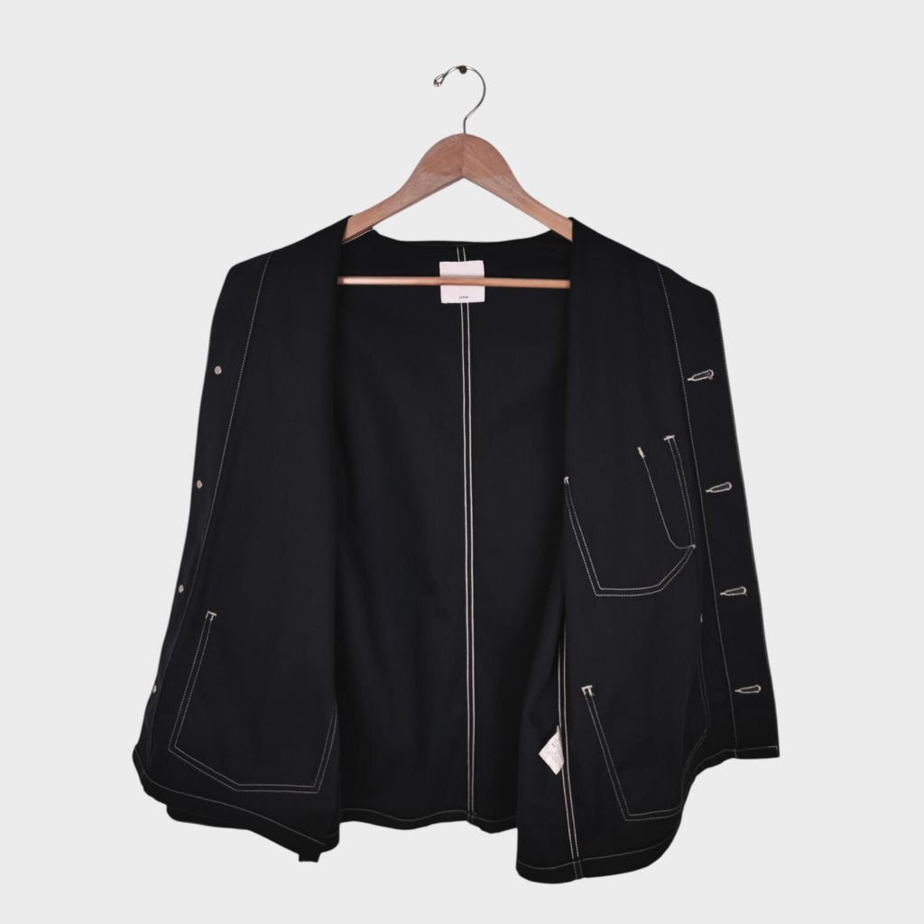 EDWIN Japan Men's Black Cotton Twill Contrast Stitching Chore Jacket