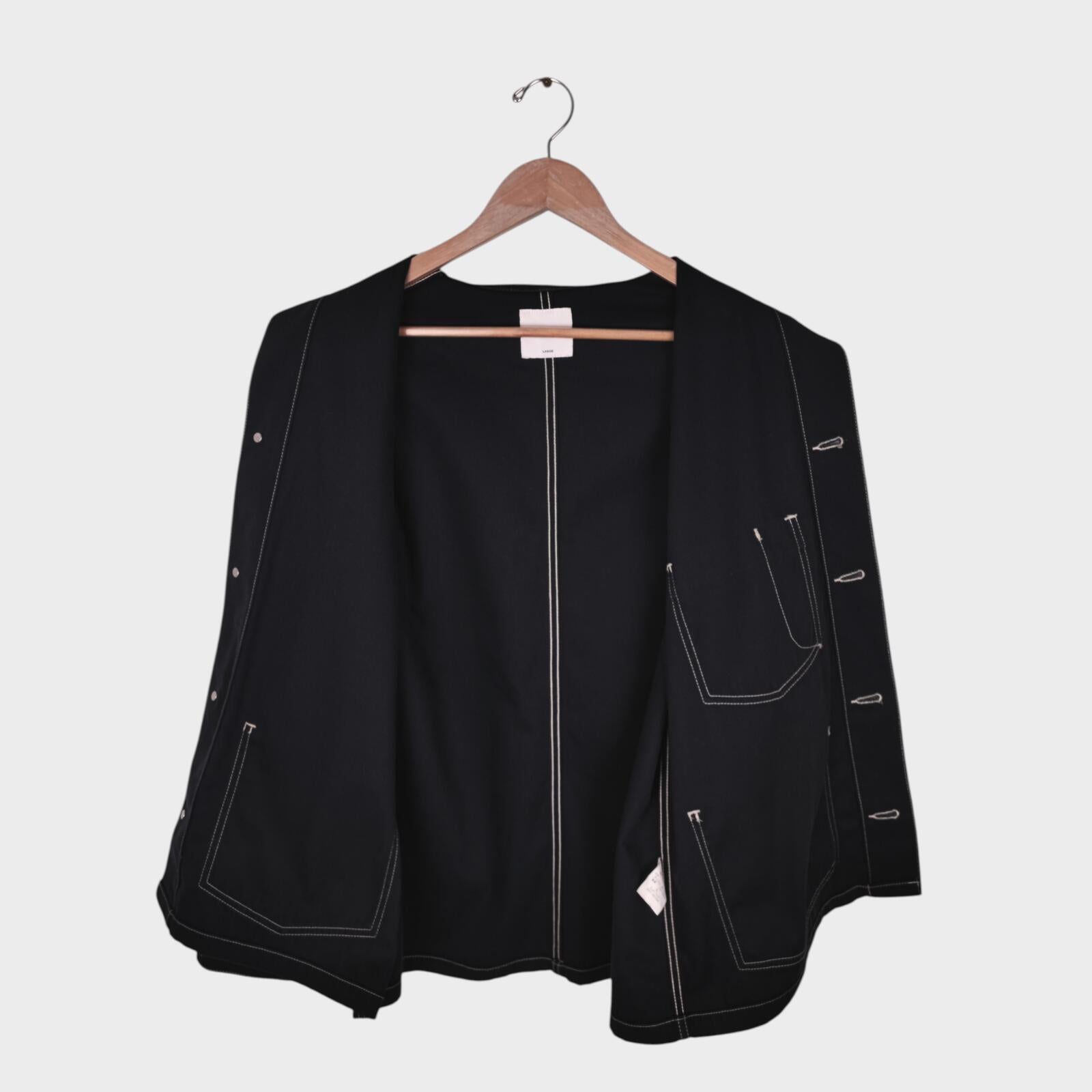 EDWIN Japan Men's Black Cotton Twill Contrast Stitching Chore Jacket