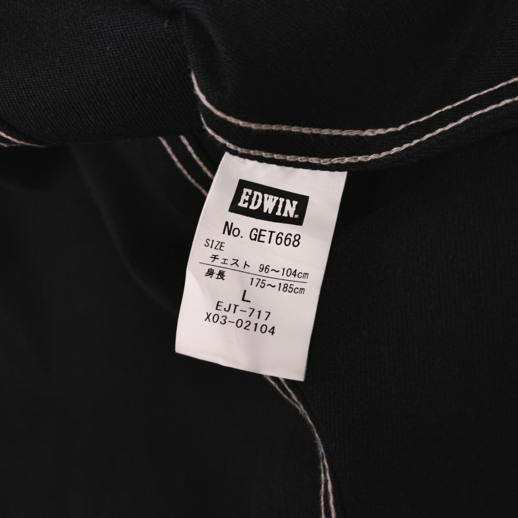 EDWIN Japan Men's Black Cotton Twill Contrast Stitching Chore Jacket