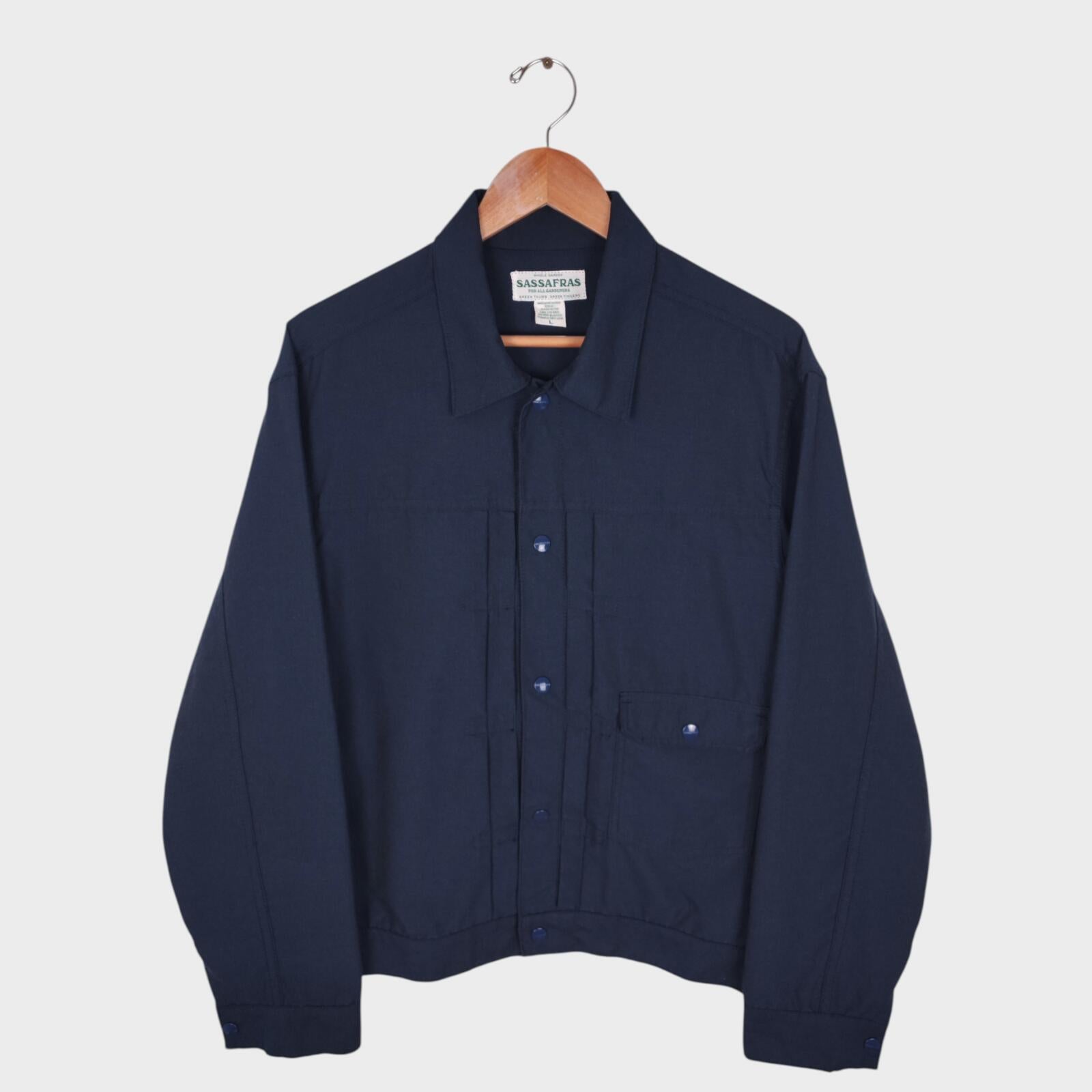 SASSAFRAS Men's Made in Japan Navy Blue Gardener Trucker Jacket