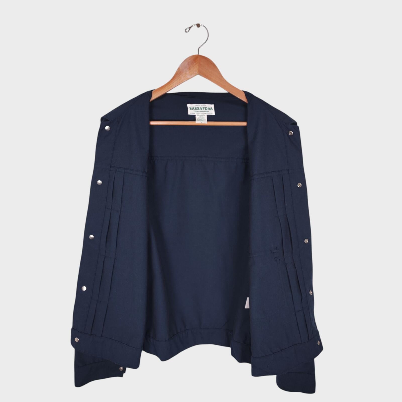 SASSAFRAS Men's Made in Japan Navy Blue Gardener Trucker Jacket