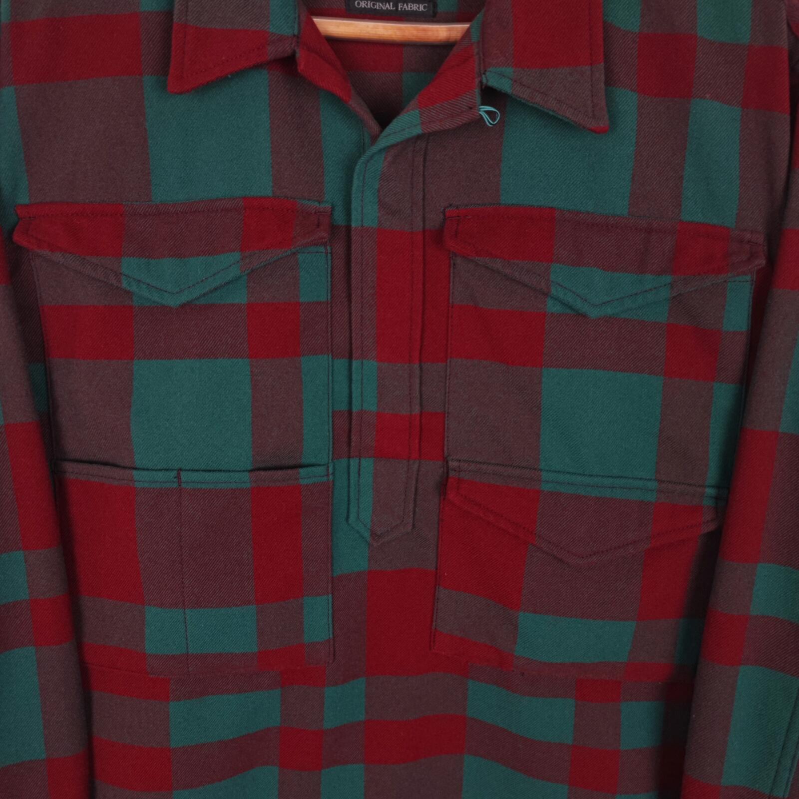 BEAMS PLUS Men's Red/Green Check Adventure Utility Smock Overshirt