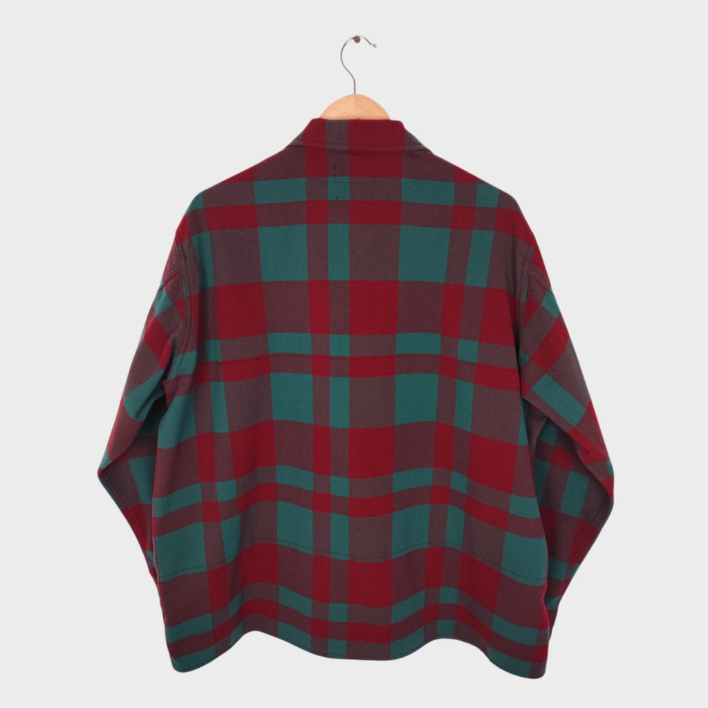 BEAMS PLUS Men's Red/Green Check Adventure Utility Smock Overshirt