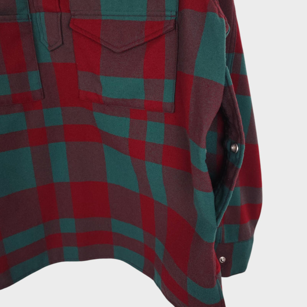 BEAMS PLUS Men's Red/Green Check Adventure Utility Smock Overshirt