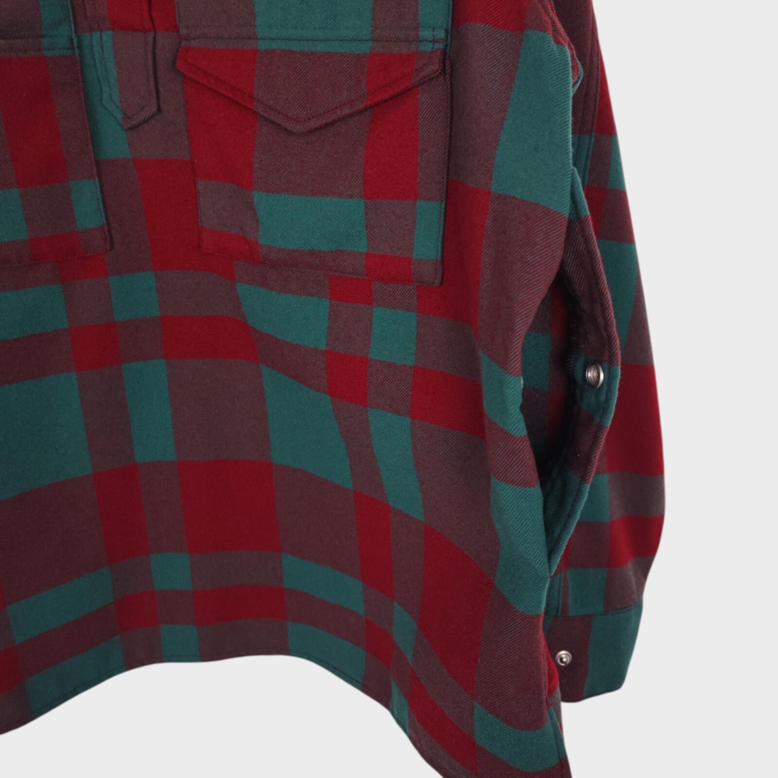 BEAMS PLUS Men's Red/Green Check Adventure Utility Smock Overshirt