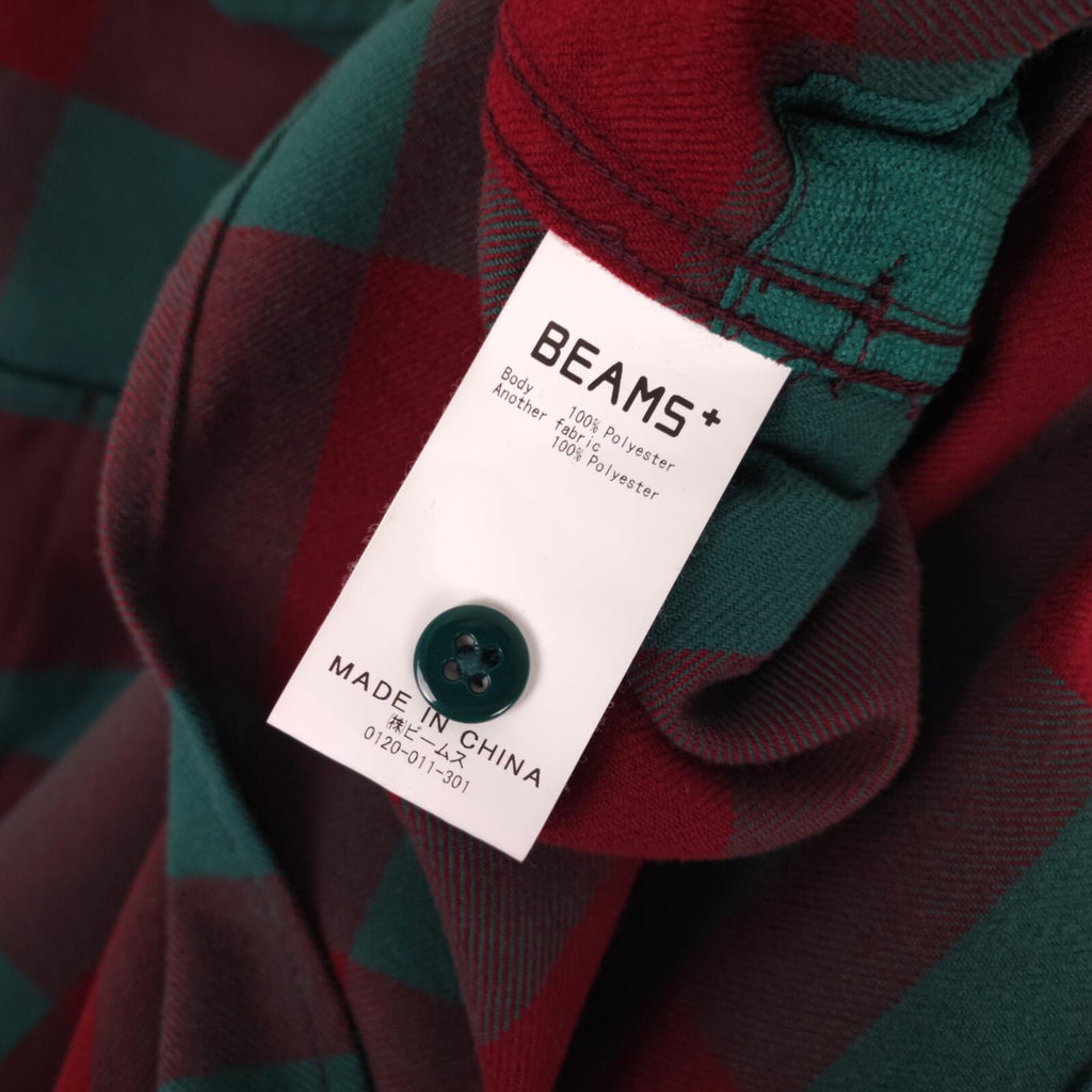 BEAMS PLUS Men's Red/Green Check Adventure Utility Smock Overshirt