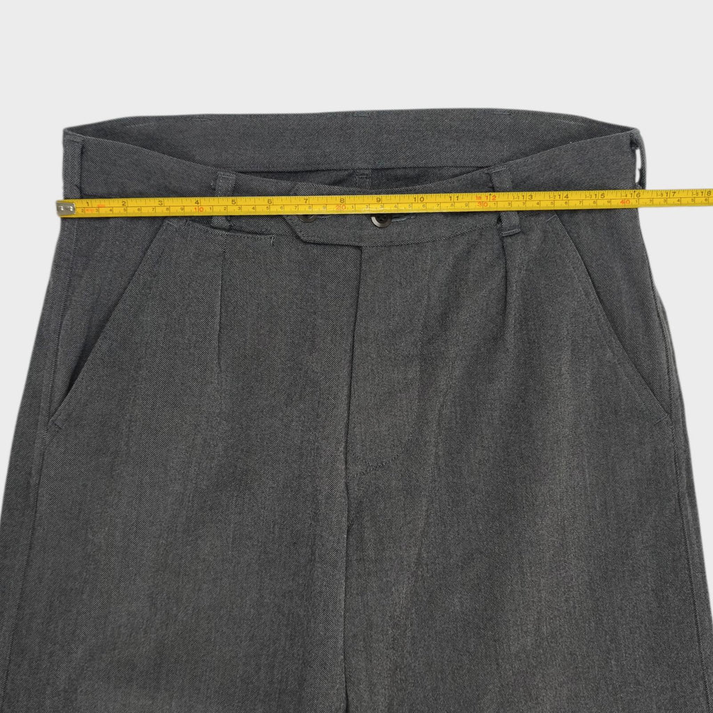 MHL MARGARET HOWELL Men's Grey Wool Blend High Waisted Pleated Trousers
