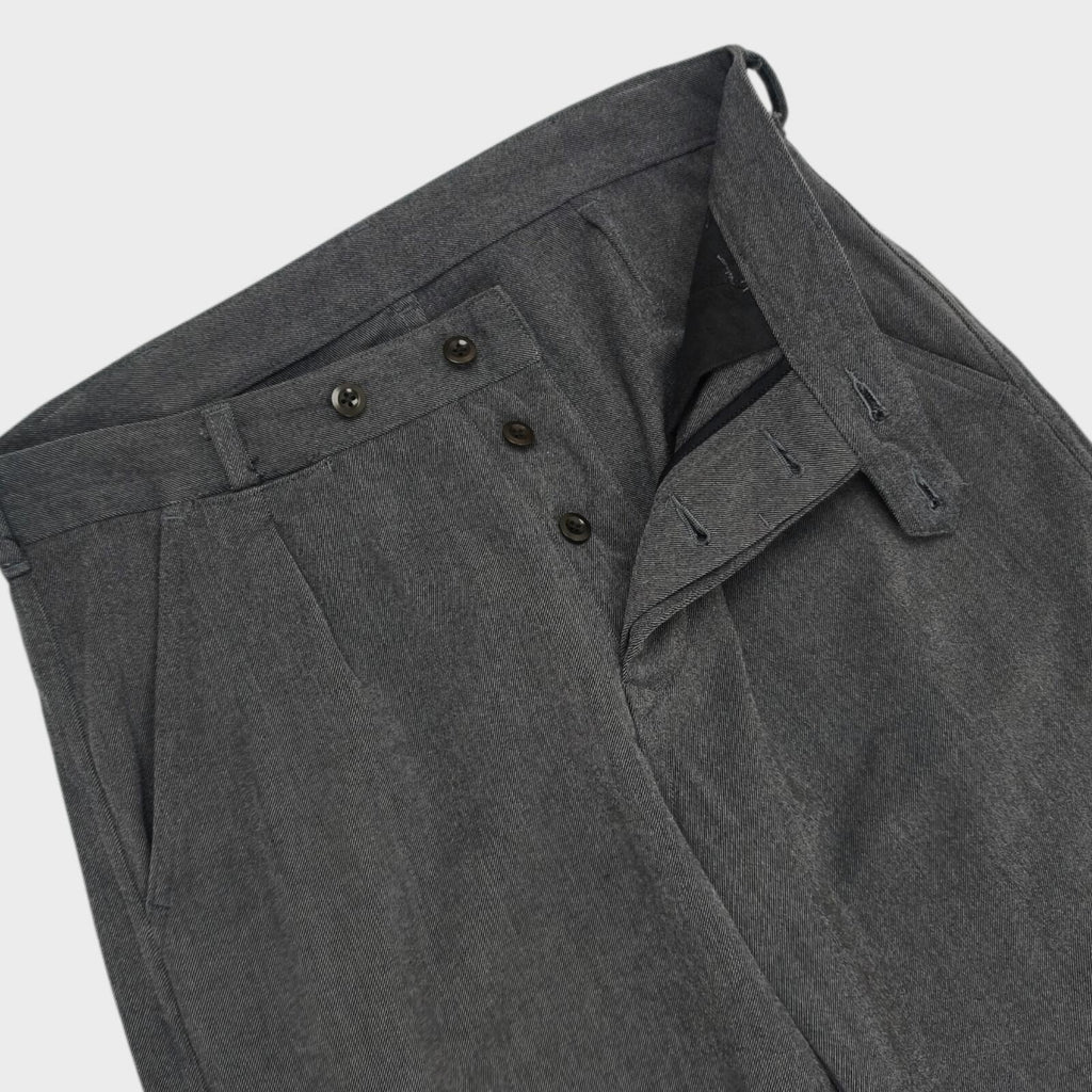MHL MARGARET HOWELL Men's Grey Wool Blend High Waisted Pleated Trousers
