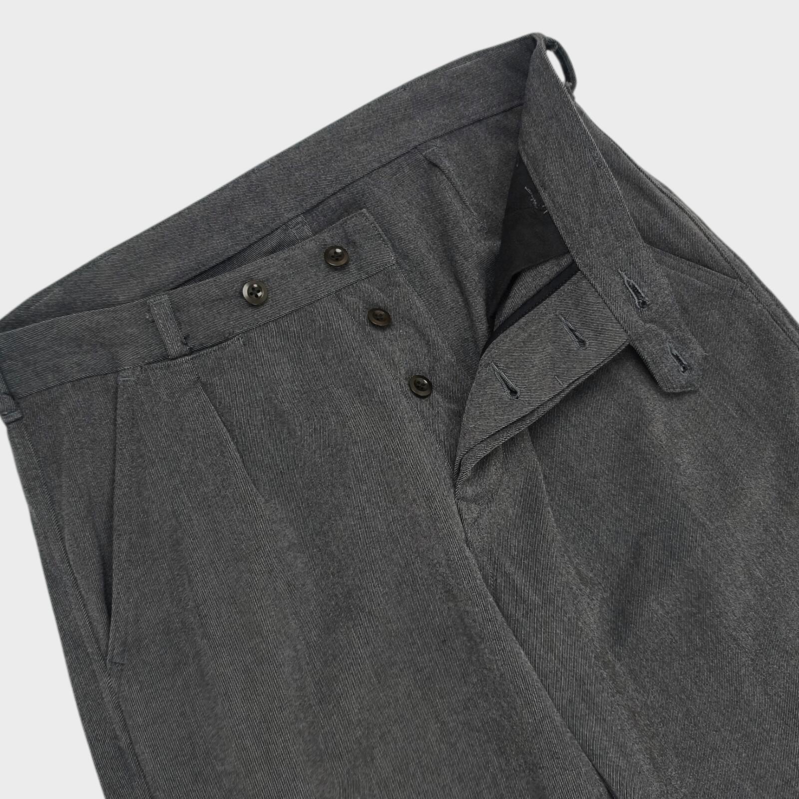 MHL MARGARET HOWELL Men's Grey Wool Blend High Waisted Pleated Trousers