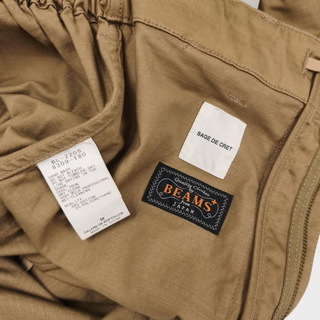 SAGE DE CRET x BEAMS PLUS Men's British Khaki Cargo Trousers