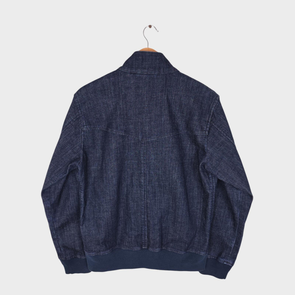 BEAMS Men's Blue Denim Harrington Bomber Jacket