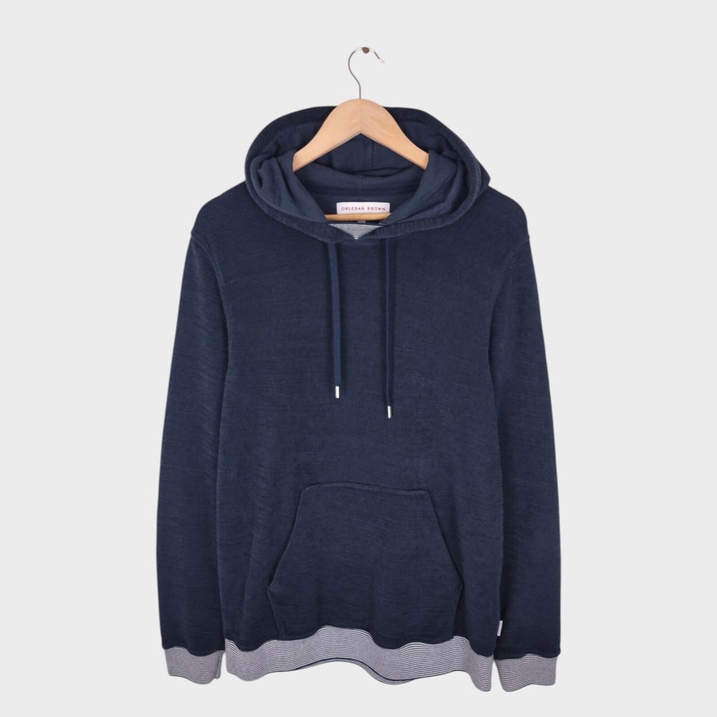 ORLEBAR BROWN Men's Navy Blue Norris Towelling Hoodie