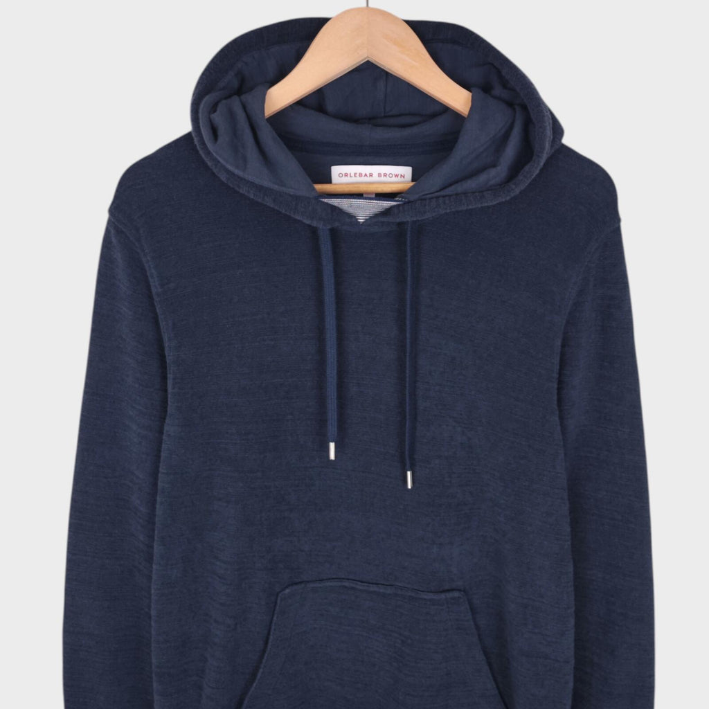 ORLEBAR BROWN Men's Navy Blue Norris Towelling Hoodie