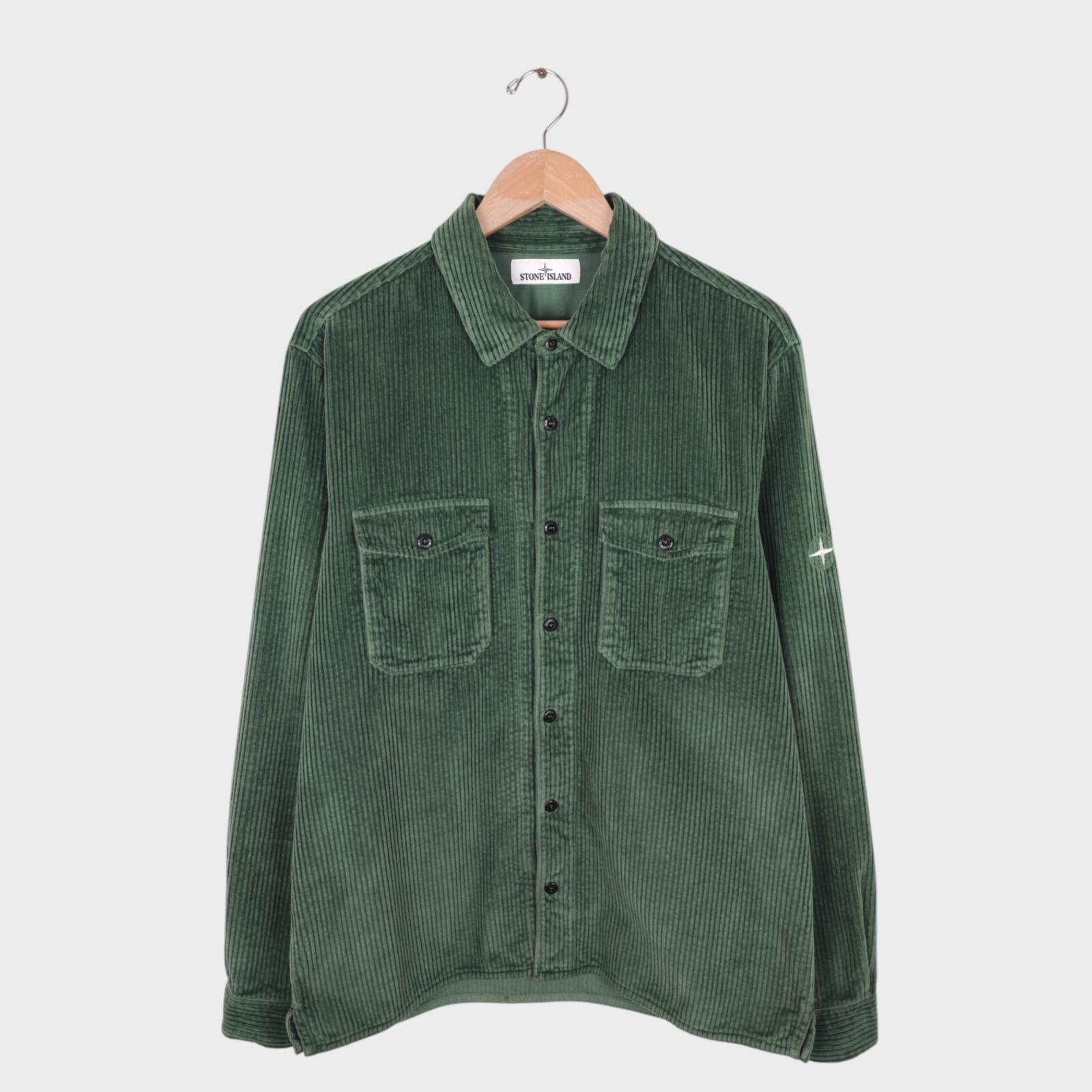 STONE ISLAND Men's Green Corduroy Overshirt Jacket