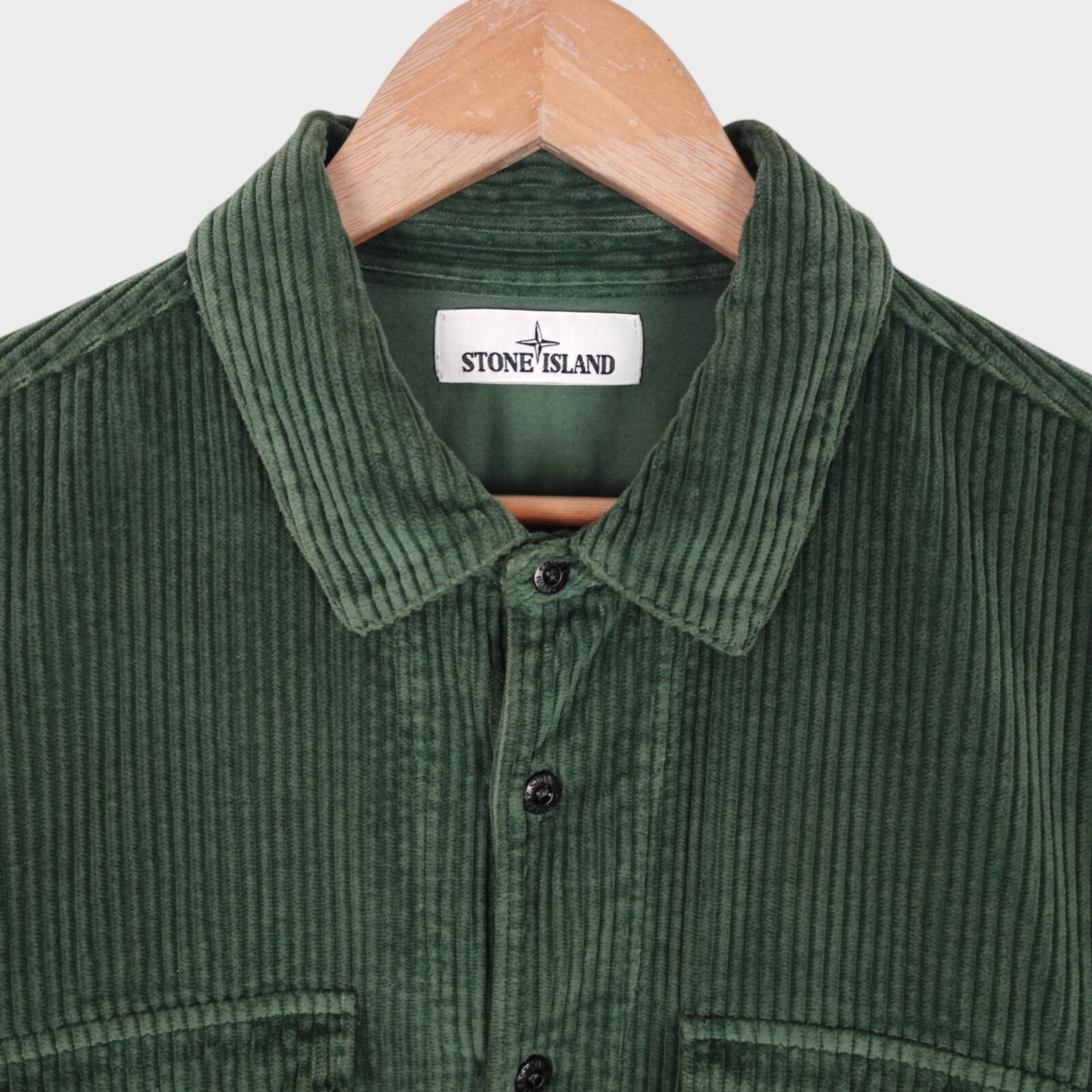 STONE ISLAND Men's Green Corduroy Overshirt Jacket
