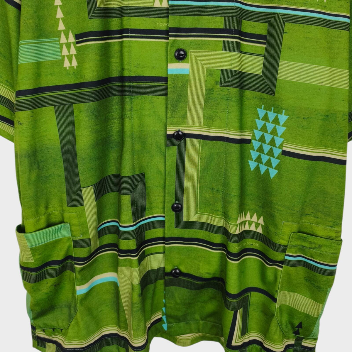 NORBIT BY HIROSHI NOZAWA Men's Green All-Over Print Aloha Shirt