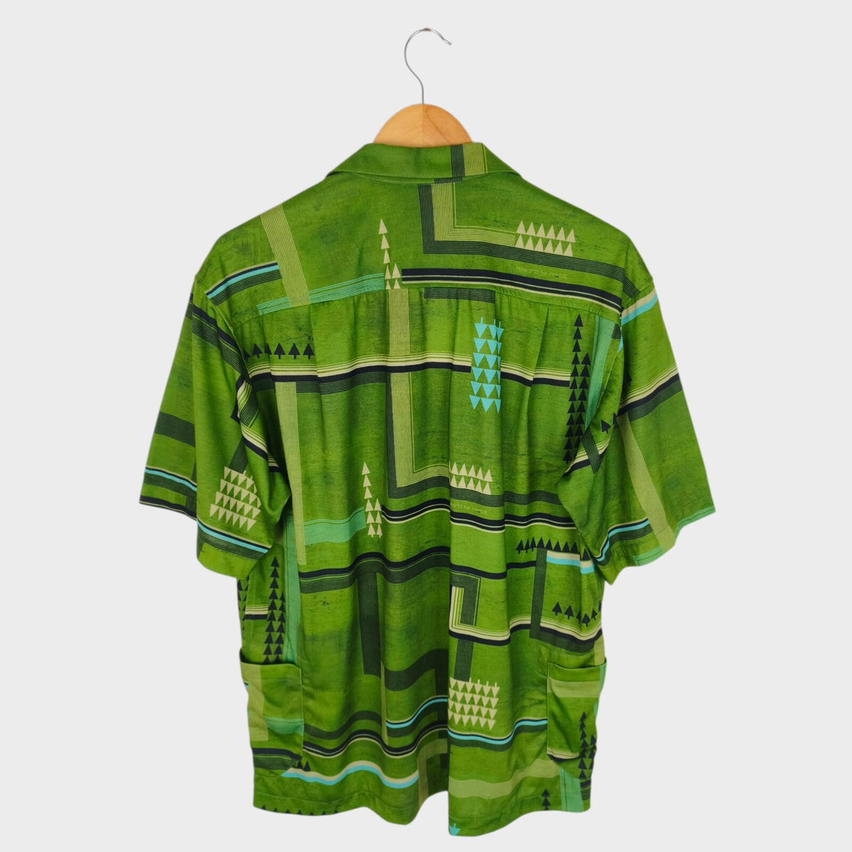 NORBIT BY HIROSHI NOZAWA Men's Green All-Over Print Aloha Shirt