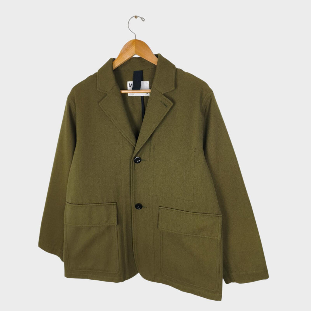 MHL MARGARET HOWELL Men's Olive Green Cotton/Wool Chore Blazer Jacket
