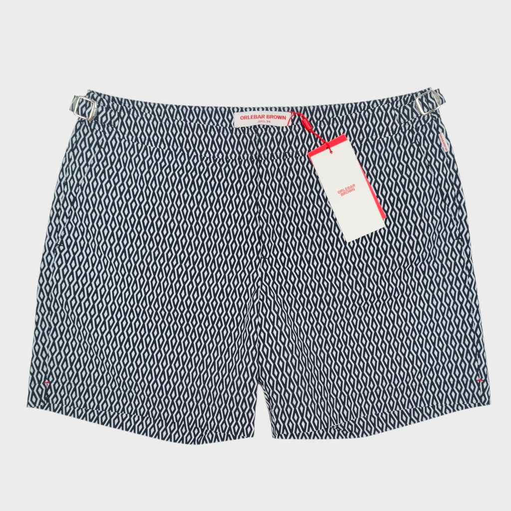 ORLEBAR BROWN Men's Navy/White Geometric Print Bulldog Alado Swim Shorts