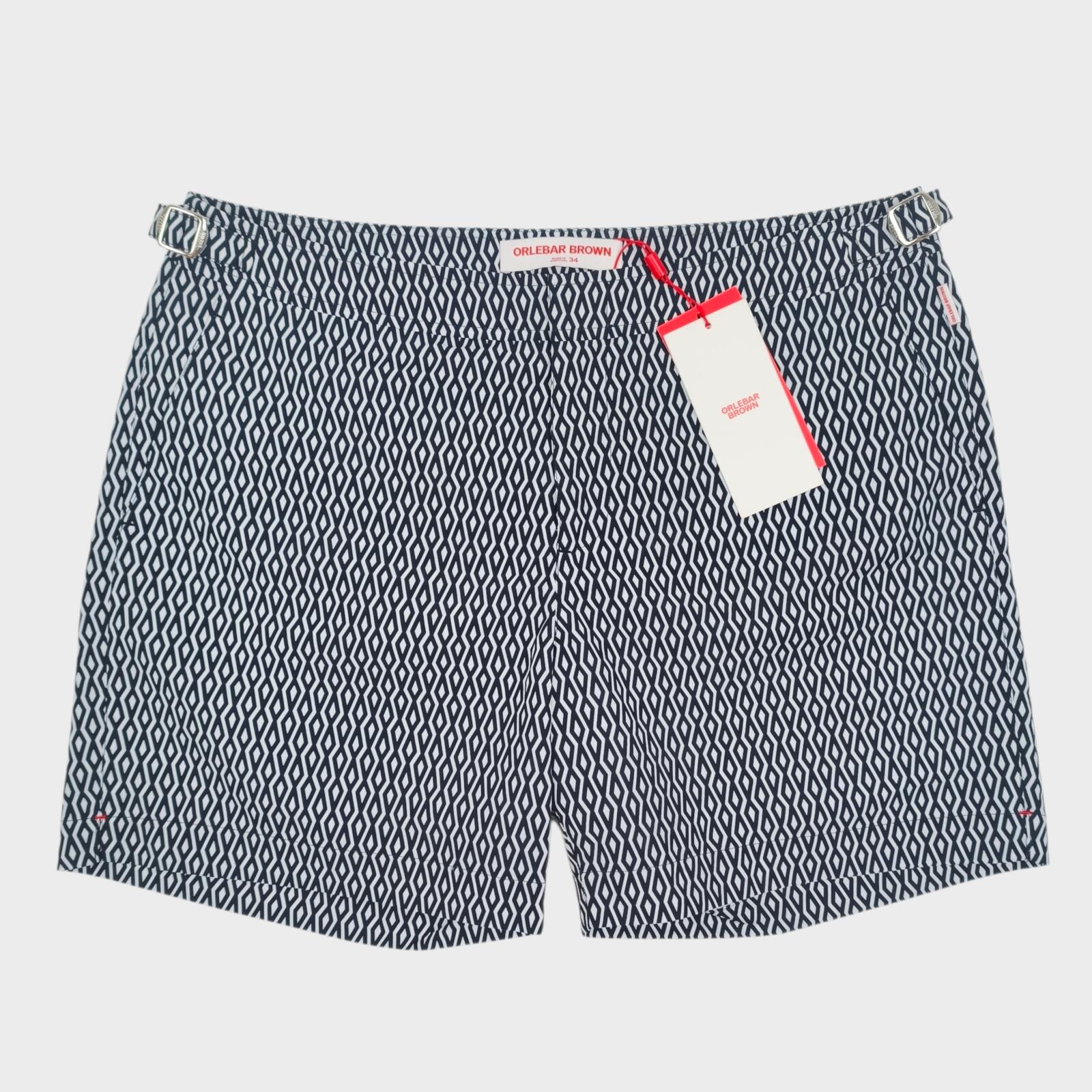 ORLEBAR BROWN Men's Navy/White Geometric Print Bulldog Alado Swim Shorts