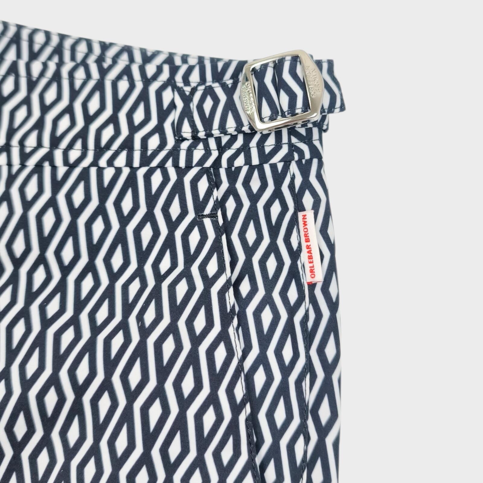 ORLEBAR BROWN Men's Navy/White Geometric Print Bulldog Alado Swim Shorts