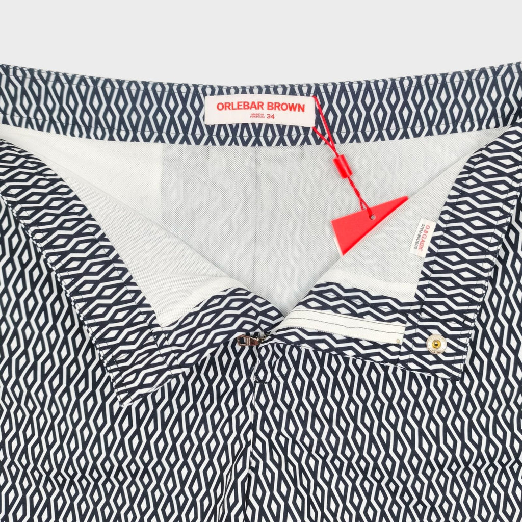 ORLEBAR BROWN Men's Navy/White Geometric Print Bulldog Alado Swim Shorts