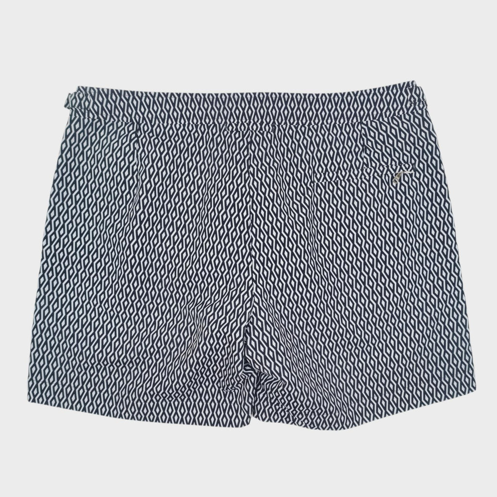 ORLEBAR BROWN Men's Navy/White Geometric Print Bulldog Alado Swim Shorts