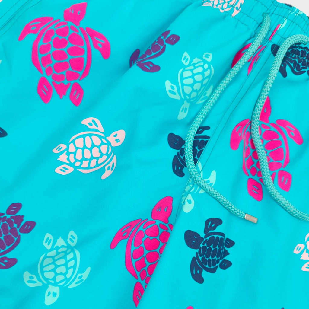 VILEBREQUIN Men's Turquoise Turtle Print Swim Shorts