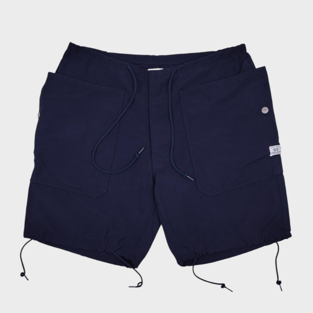 SASSAFRAS Men's Made in Japan Navy Fall Leaf Sprayer Cargo Shorts