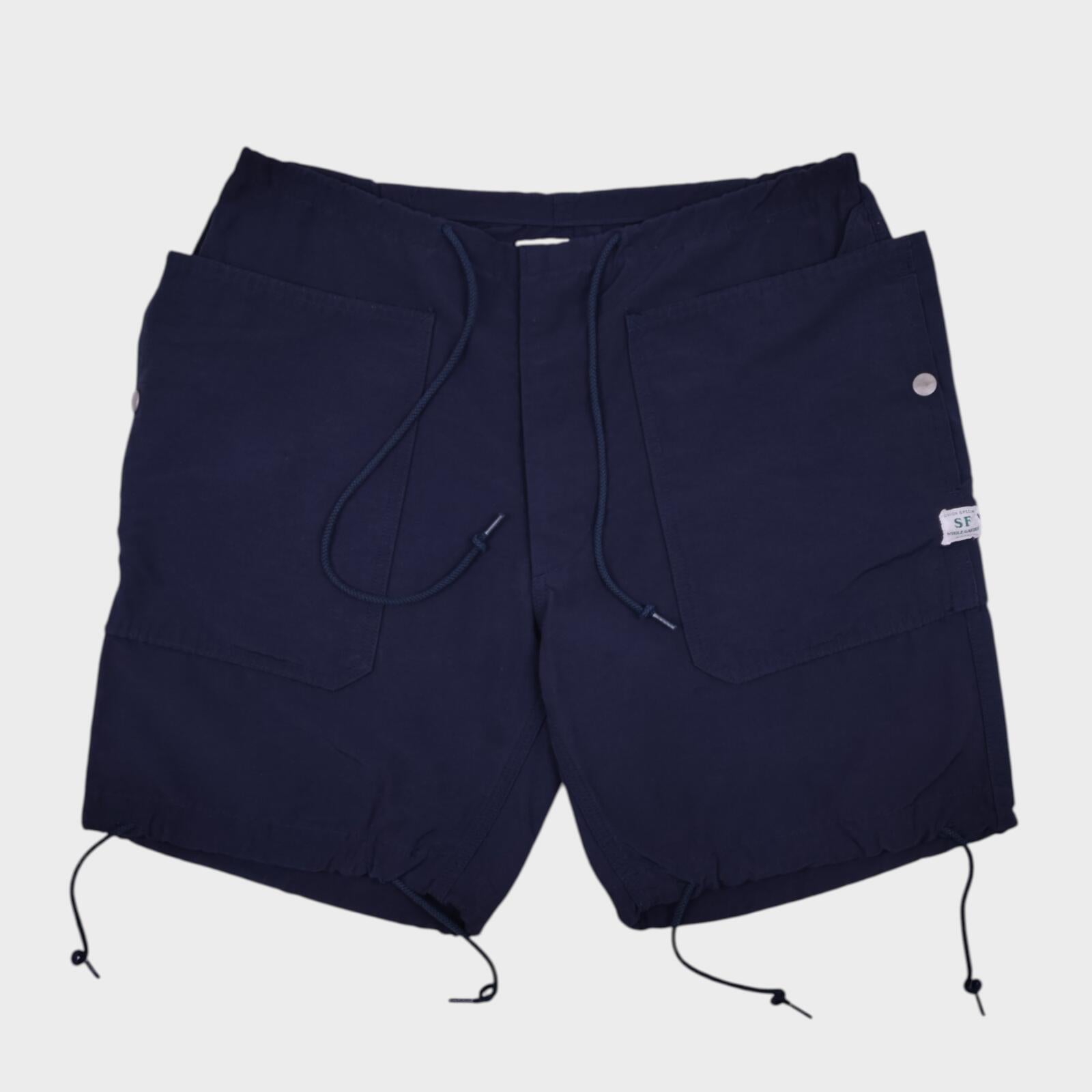 SASSAFRAS Men's Made in Japan Navy Fall Leaf Sprayer Cargo Shorts
