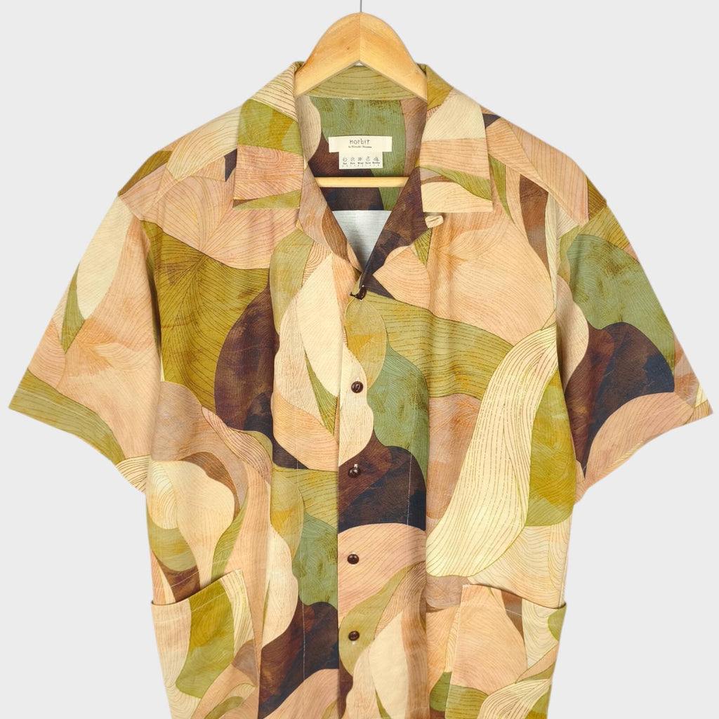 NORBIT BY HIROSHI NOZAWA Men's Leaf Camo Aloha Shirt