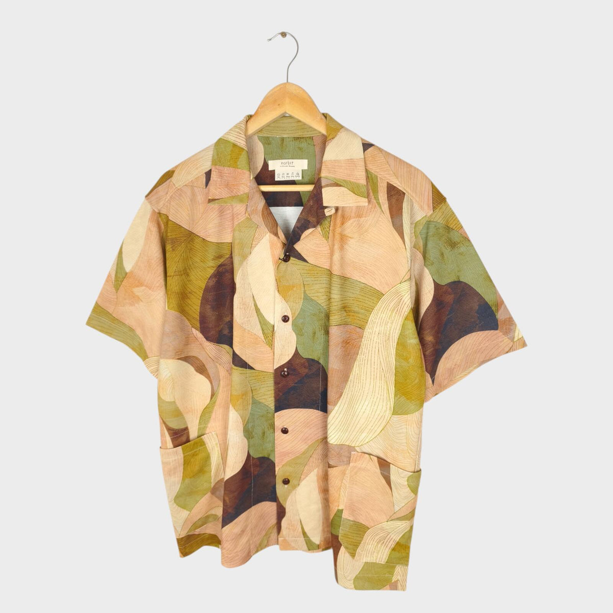 NORBIT BY HIROSHI NOZAWA Men's Leaf Camo Aloha Shirt