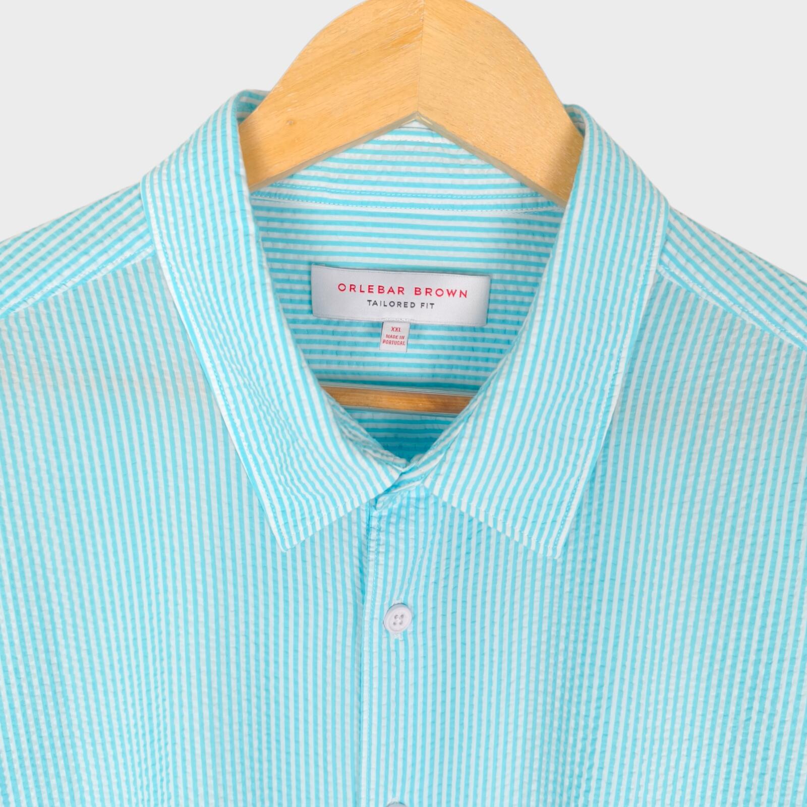 ORLEBAR BROWN Men's Blue Striped Seersucker Tailored Fit Morton Shirt