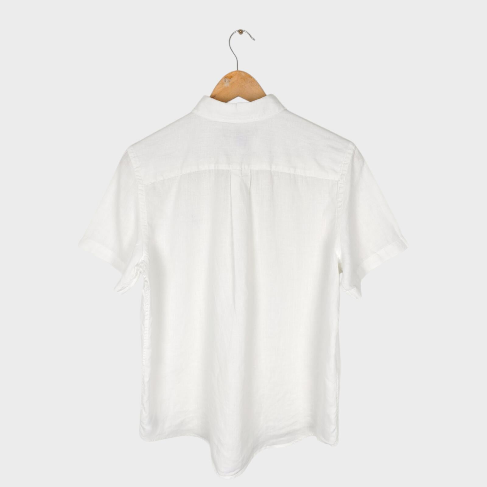 RALPH LAUREN Men's White 100% Linen Short Sleeved Shirt