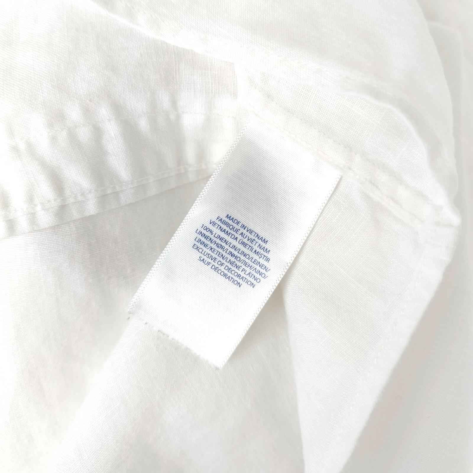 RALPH LAUREN Men's White 100% Linen Short Sleeved Shirt