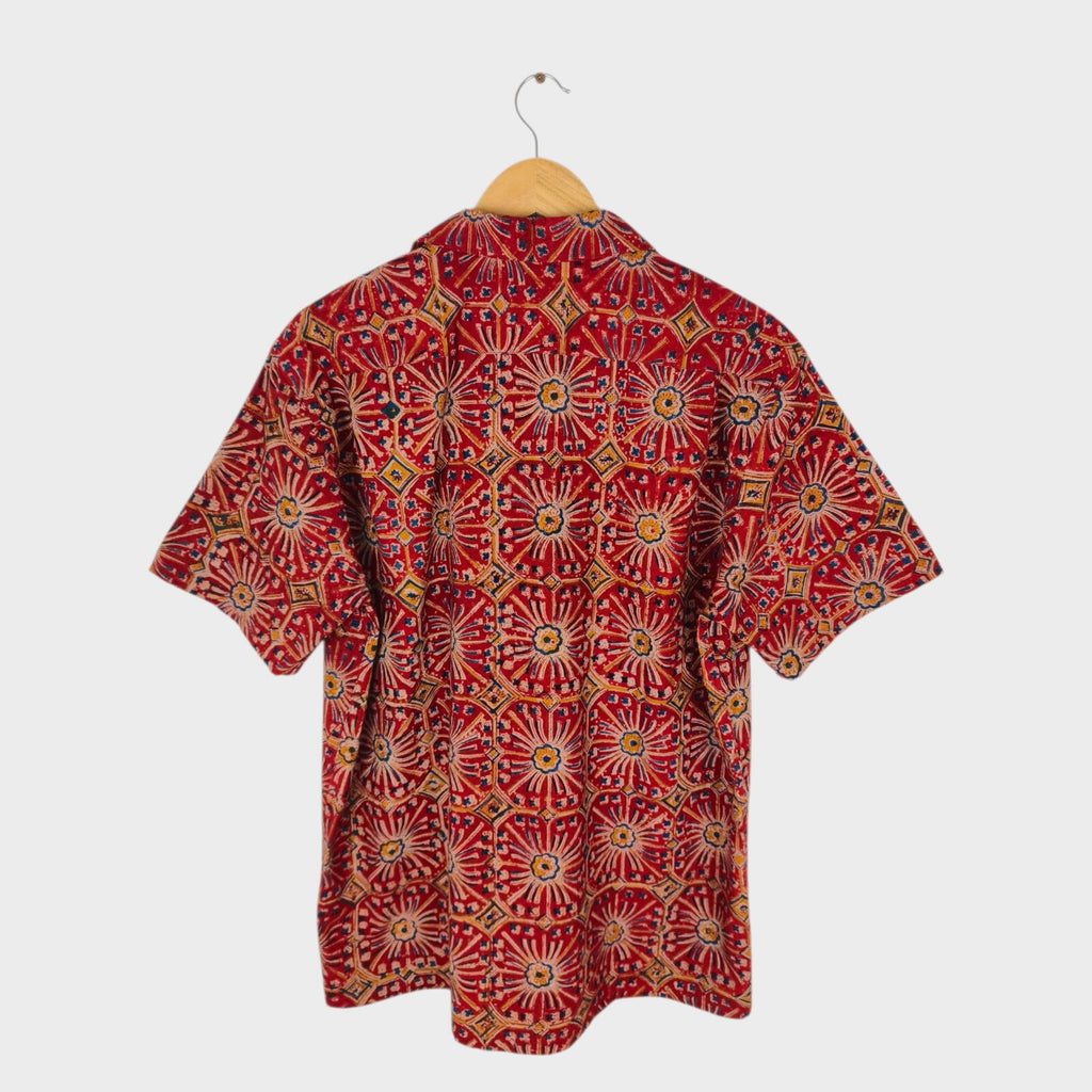 BEAMS PLUS Men's Made in Japan Floral Print Camp Collar Vacation Shirt