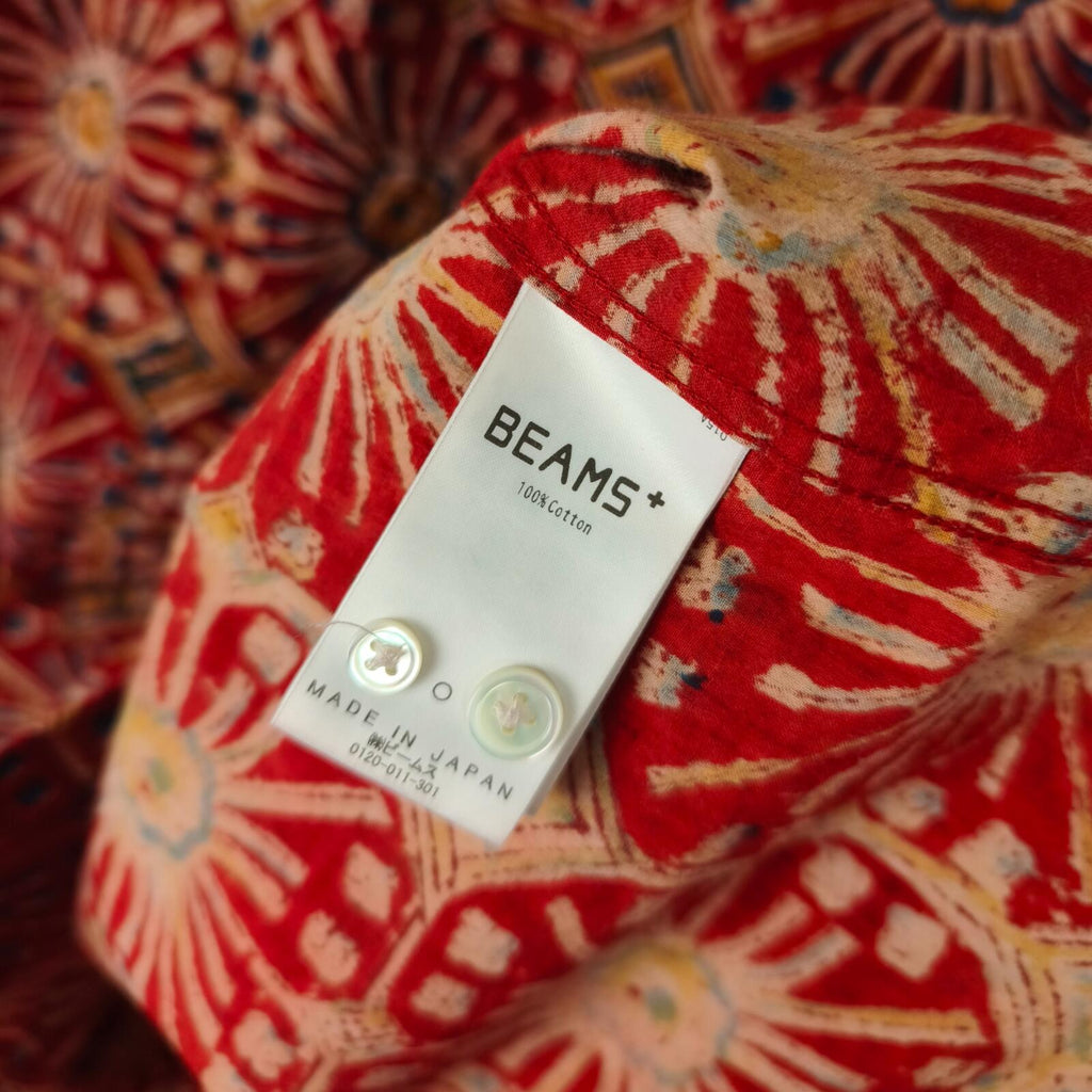 BEAMS PLUS Men's Made in Japan Floral Print Camp Collar Vacation Shirt