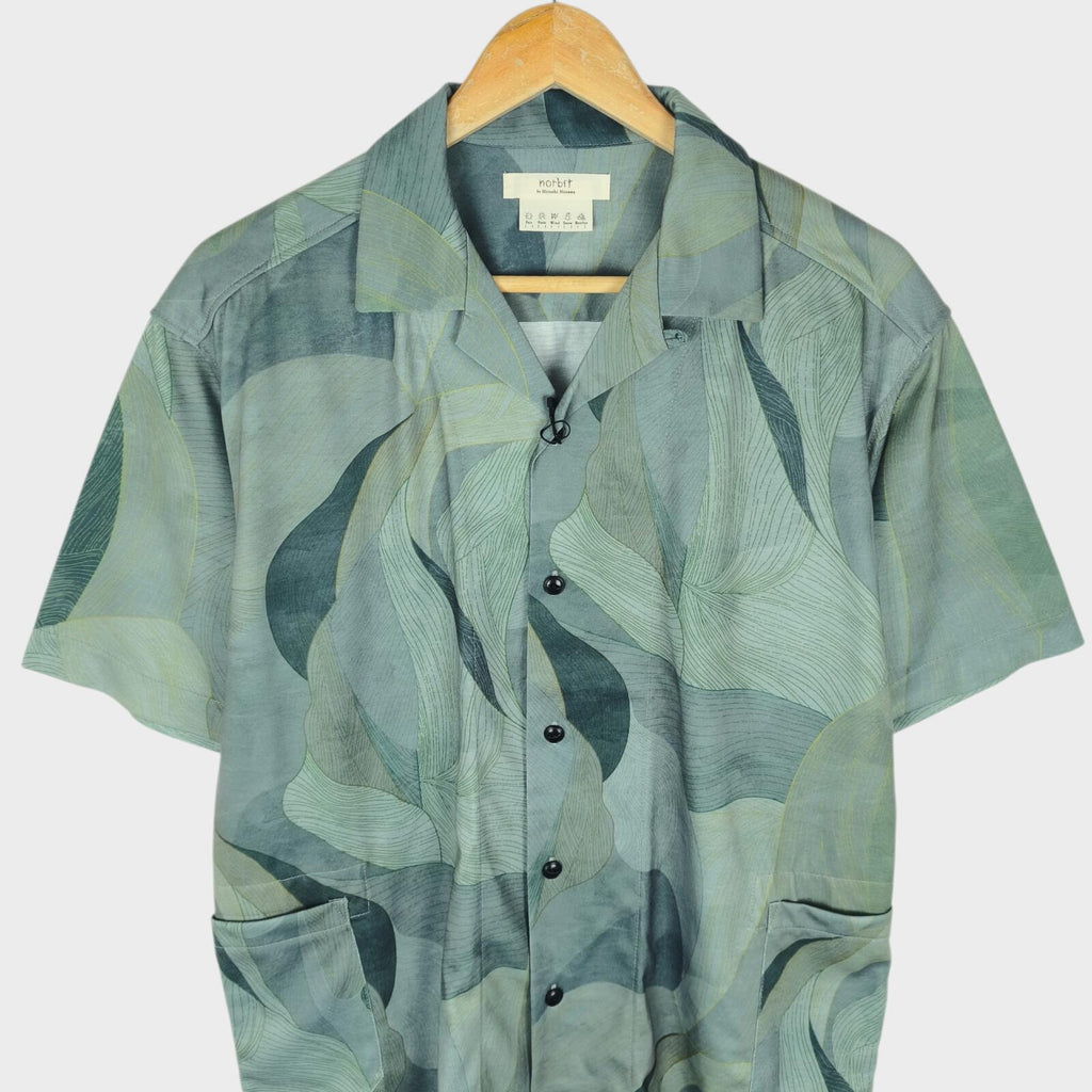 NORBIT BY HIROSHI NOZAWA Men's Leaf Camo Aloha Shirt