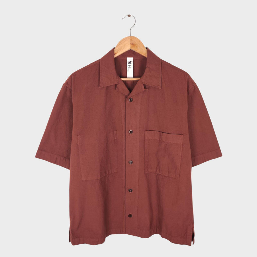 MHL MARGARET HOWELL Men's Terracotta Brown Short Sleeved Shirt
