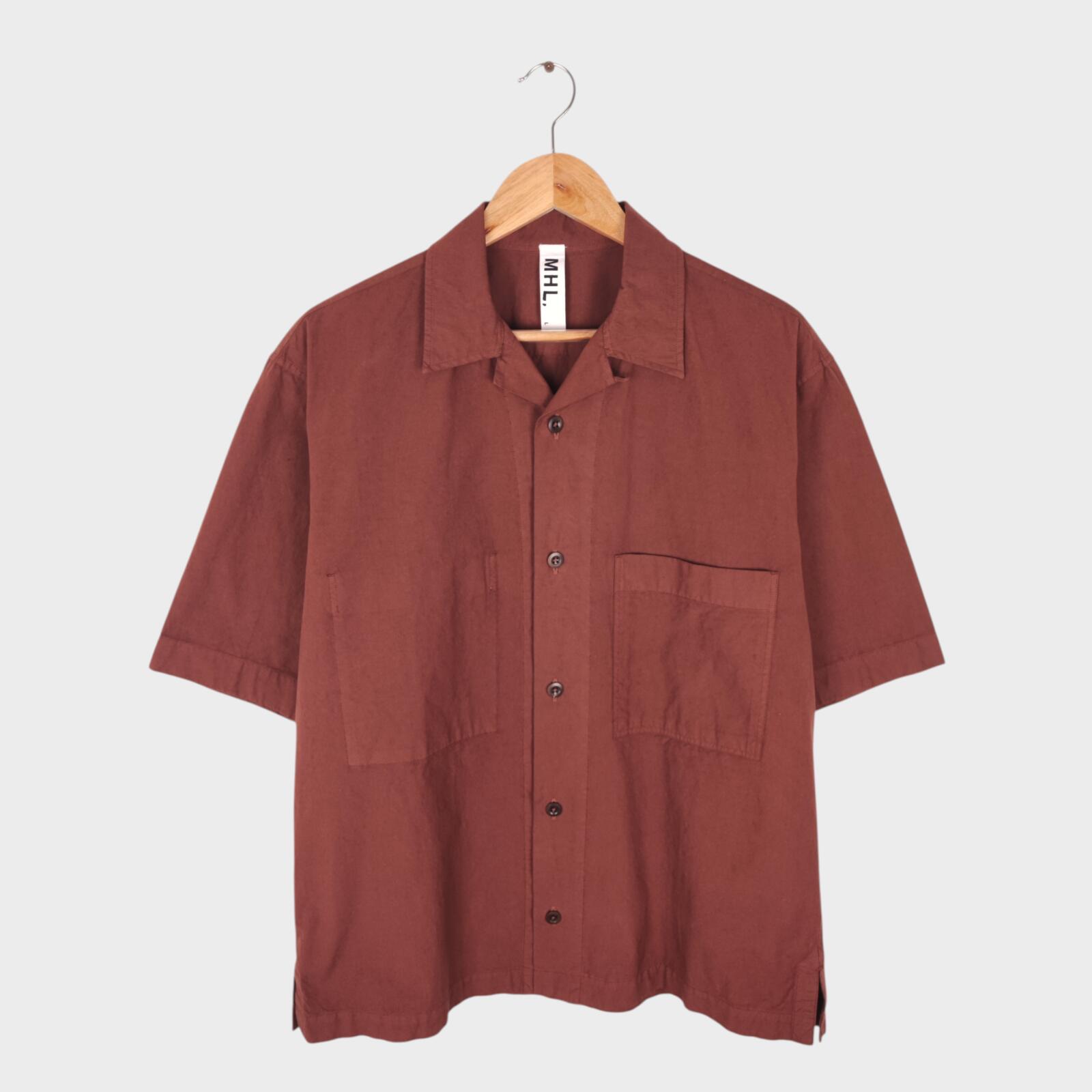 MHL MARGARET HOWELL Men's Terracotta Brown Short Sleeved Shirt