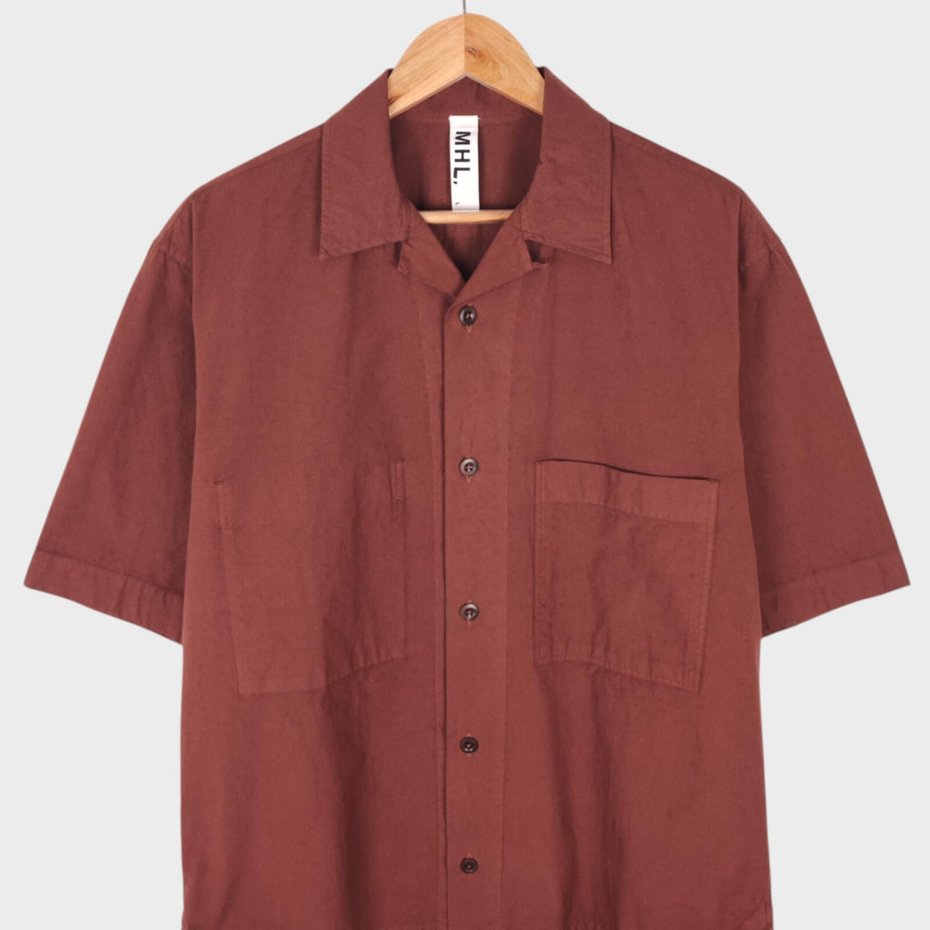 MHL MARGARET HOWELL Men's Terracotta Brown Short Sleeved Shirt