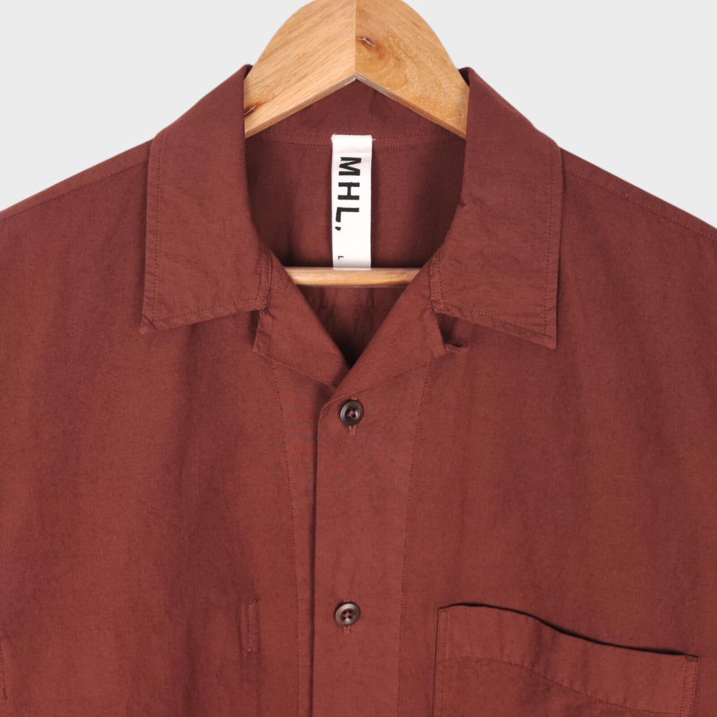 MHL MARGARET HOWELL Men's Terracotta Brown Short Sleeved Shirt