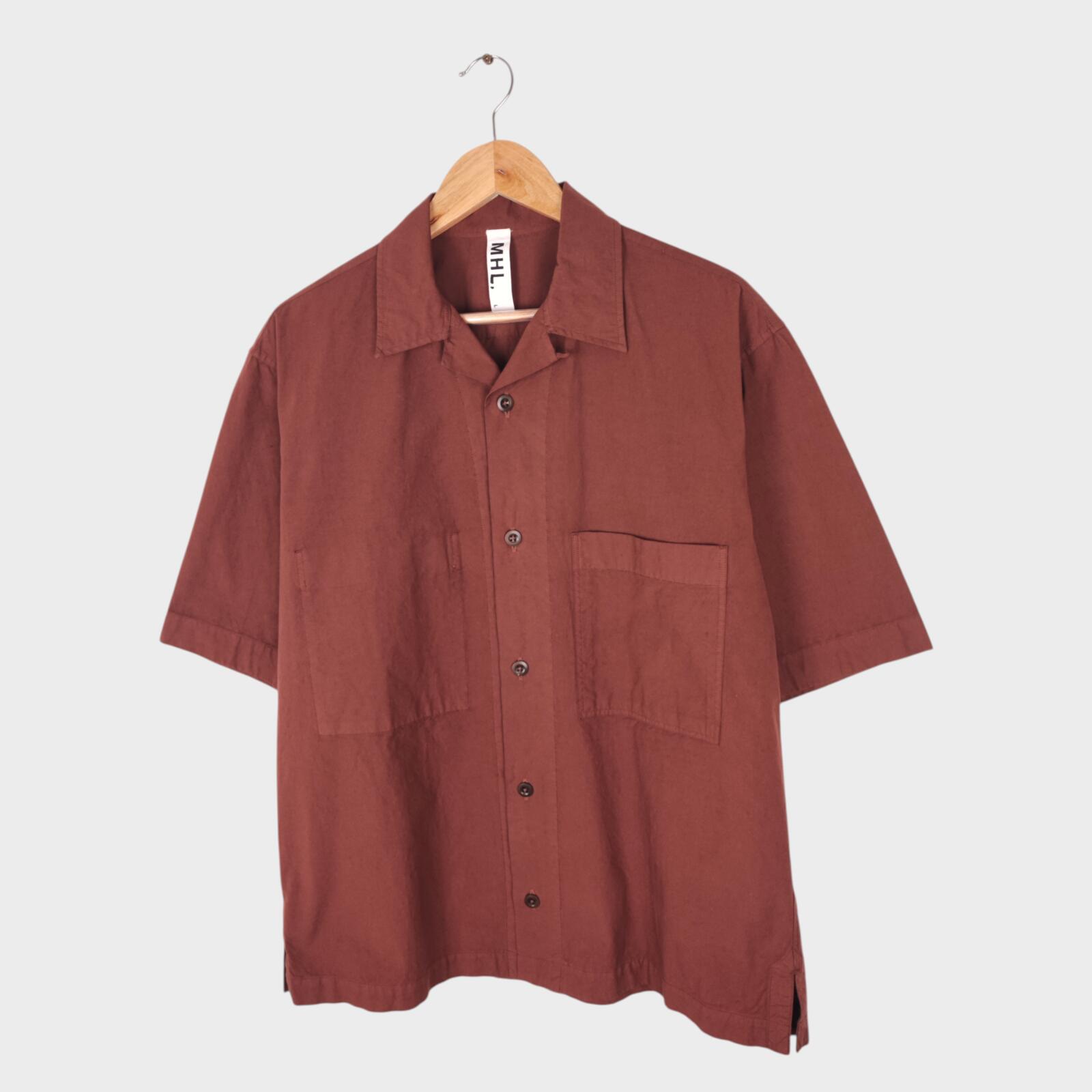 MHL MARGARET HOWELL Men's Terracotta Brown Short Sleeved Shirt