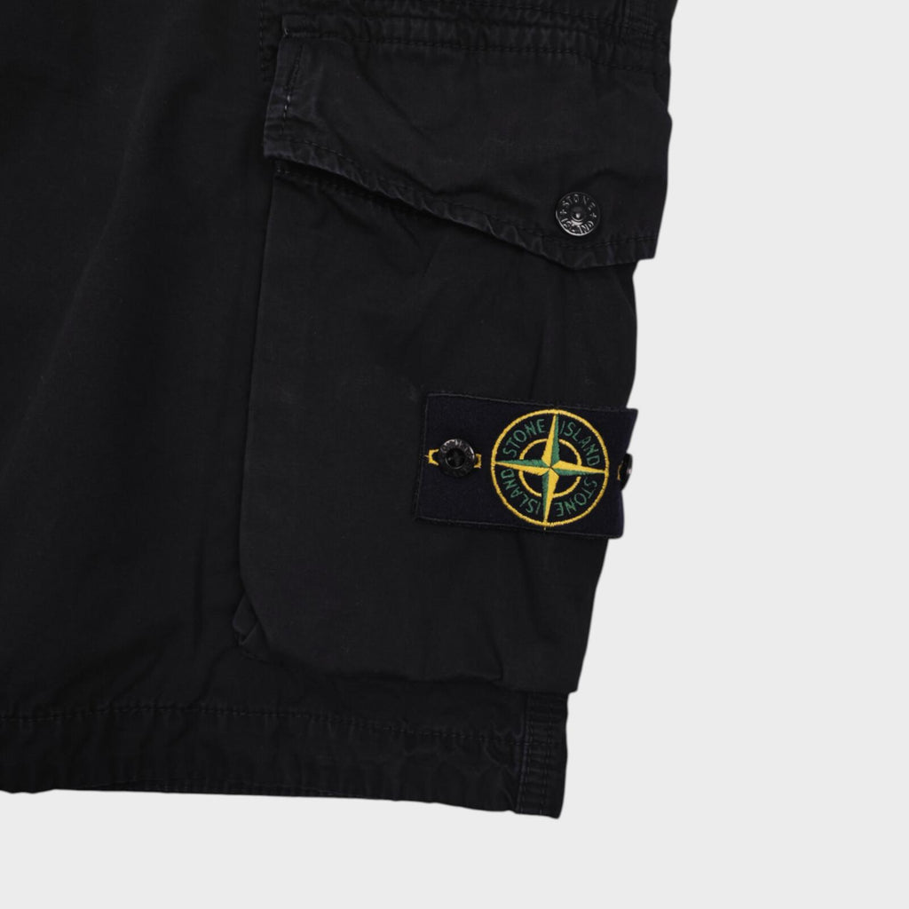 STONE ISLAND Men's Black Garment Dyed Detachable Badge Cargo Shorts