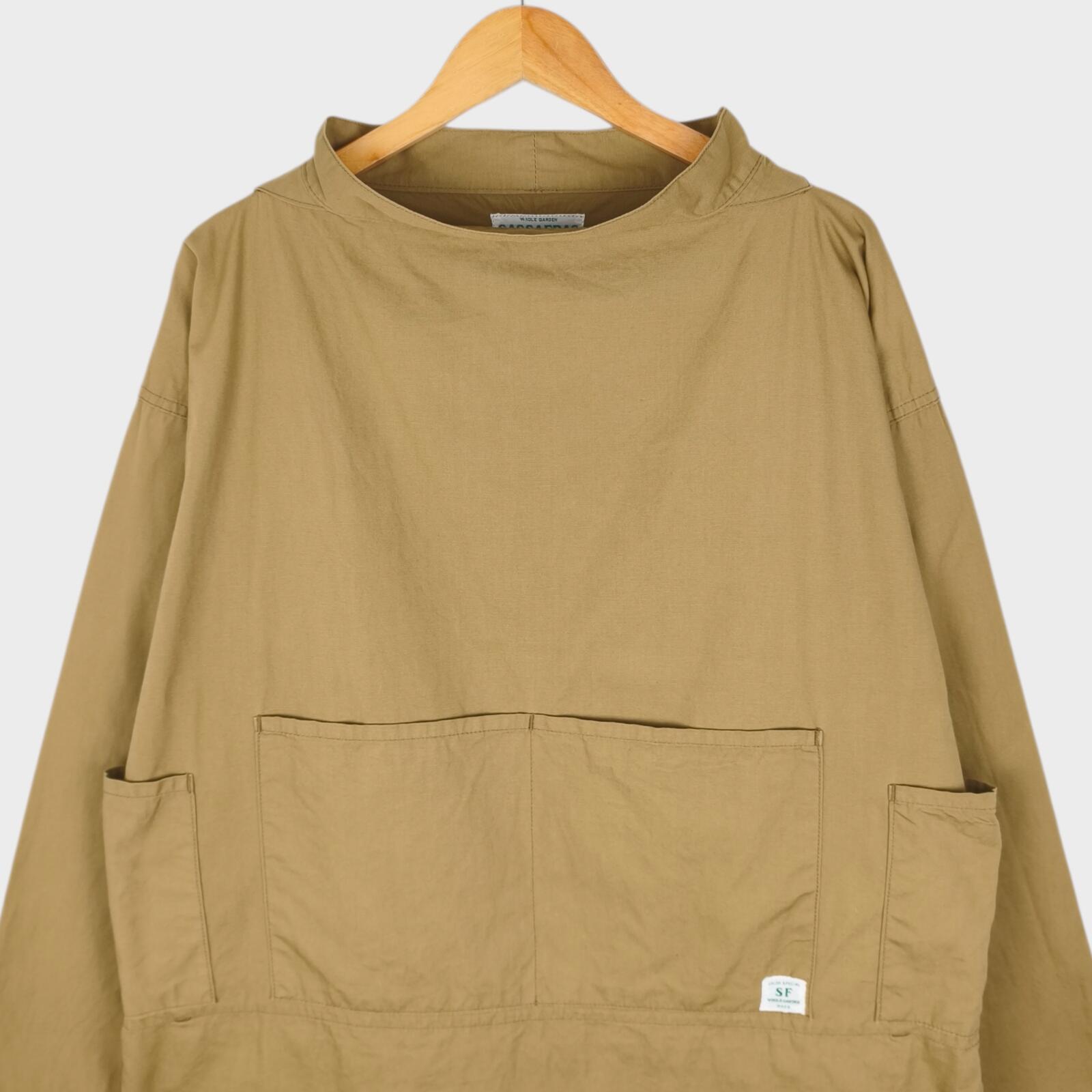 SASSAFRAS Men's Made in Japan Beige Landscaper Shell Cotton Smock