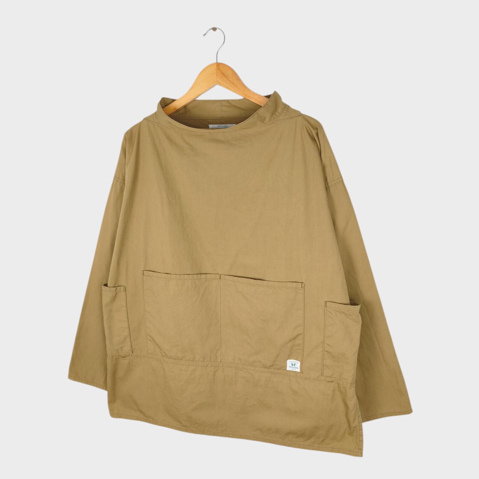 SASSAFRAS Men's Made in Japan Beige Landscaper Shell Cotton Smock