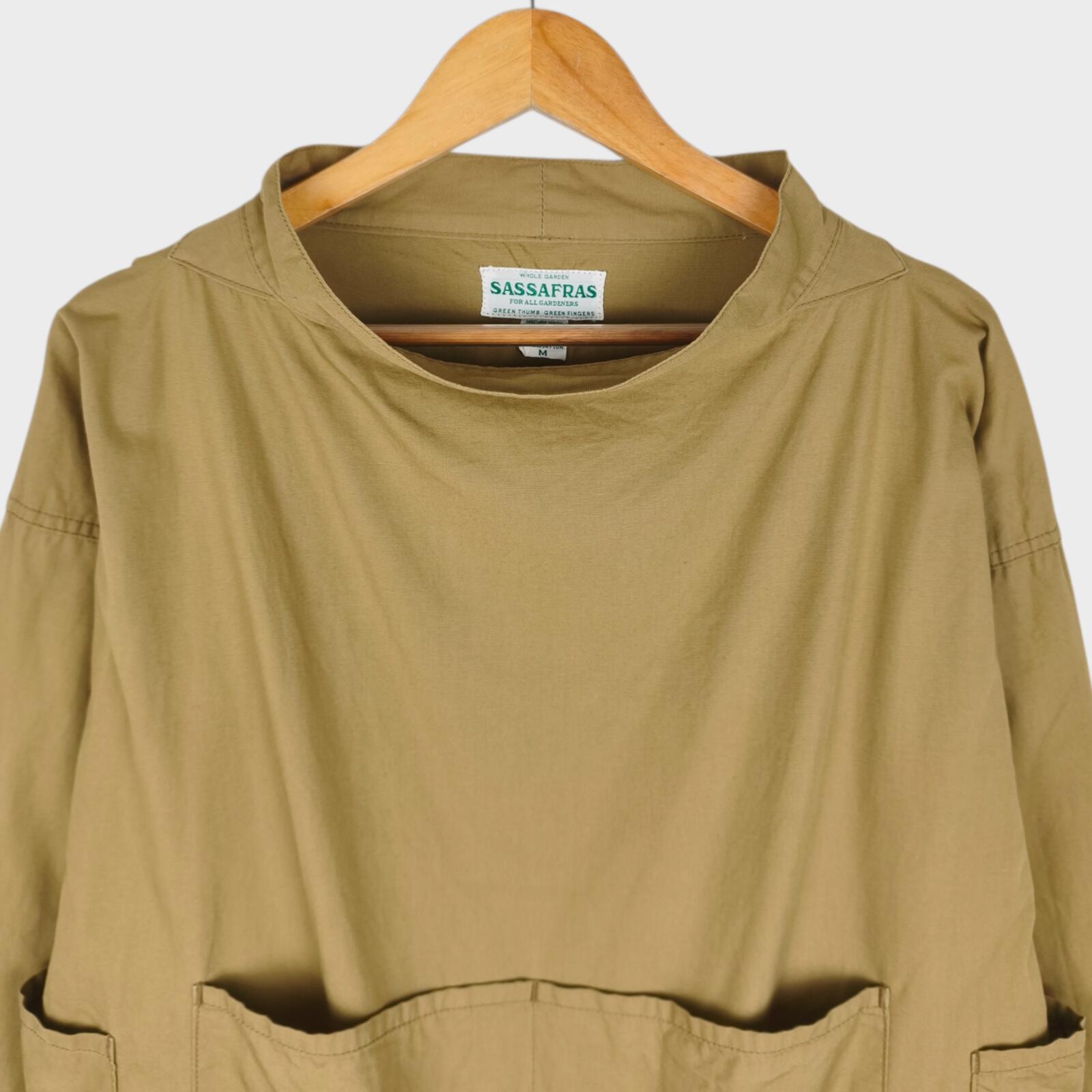 SASSAFRAS Men's Made in Japan Beige Landscaper Shell Cotton Smock