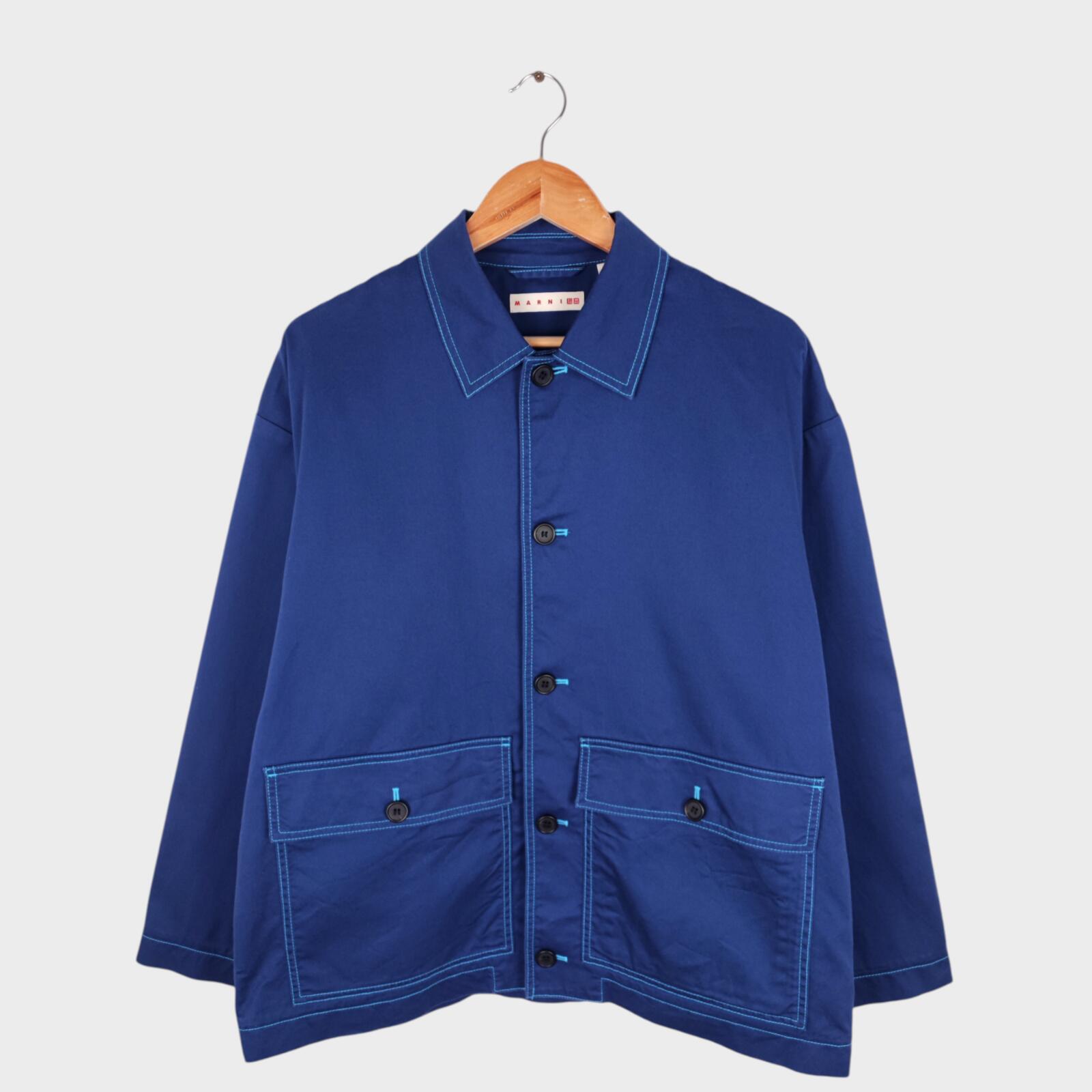 MARNI x UNIQLO Men's Blue Cotton Twill Utility Chore Jacket